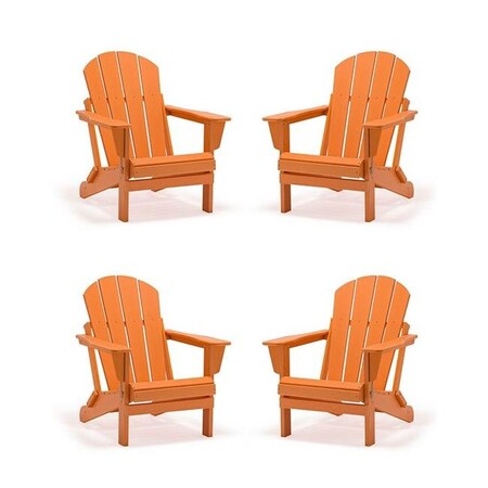 Westin Outdoor Westin Outdoor 2001006-4 Outdoor Folding Plastic Adirondack Chair; Orange - Set of 4 2001006-4